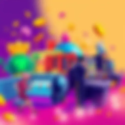 Colorful illustration showing various popular RTP slot machines with high payout symbols and players enjoying the games
