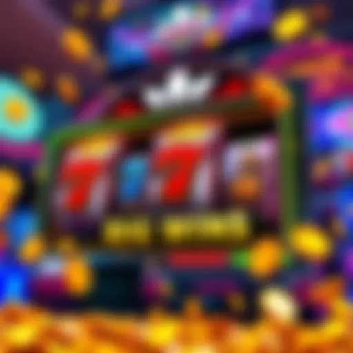 Colorful slot machine with spinning reels and jackpot symbols