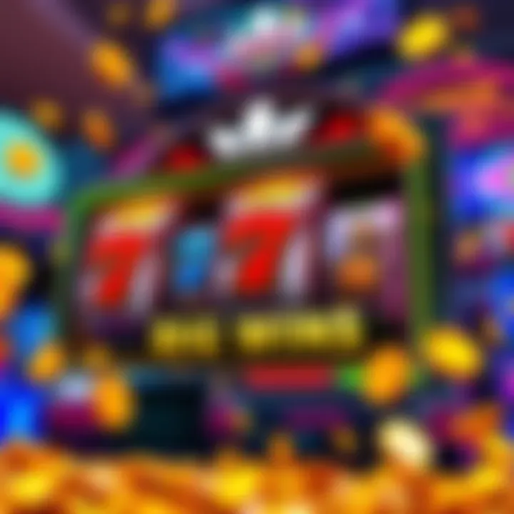 Colorful slot machine with spinning reels and jackpot symbols