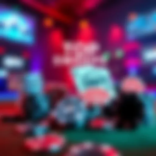 A graphic showing popular online poker platforms with logos of Global and WPT and poker chips in a vibrant setting