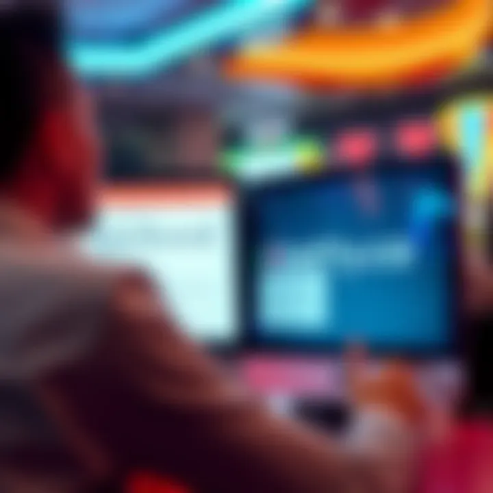 A person looking frustrated while trying to cash out winnings from an online casino, with a computer screen showing betty.ca and a notice for ID verification.
