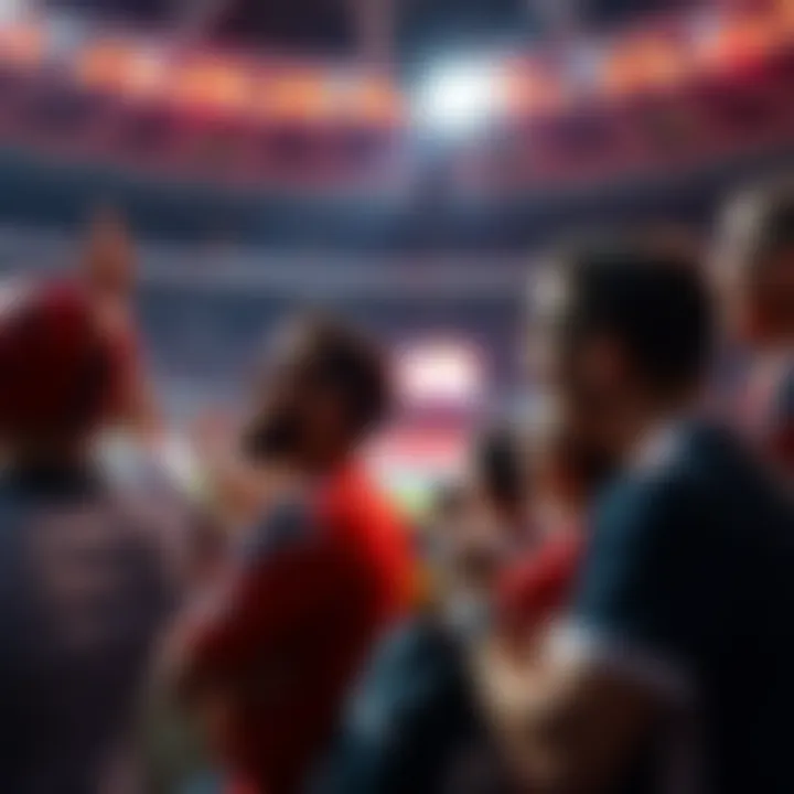 Fans and athletes eagerly watching a competitive tournament in excitement.