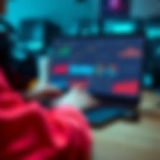 A gamer using a laptop with graphs and stats on the screen, showcasing different data tracking methods for gaming.