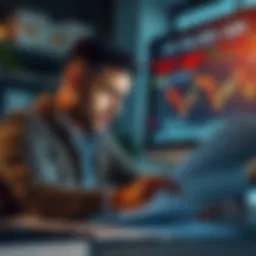 Trader reflecting on losses A 35-year-old man looks worried while reviewing financial charts and documents at his desk, showing signs of concern after losing money in options trading.