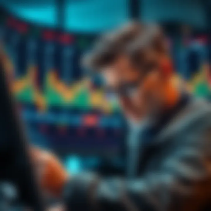 A trader examines stock charts with a worried expression, reflecting on losses in options trading