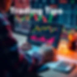A person looking at trading charts and graphs on a laptop with notes and a calculator nearby