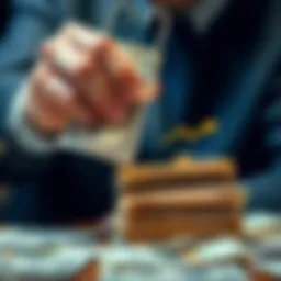 A person counting money with a dollar bill turning into a stack of bills, symbolizing financial growth.