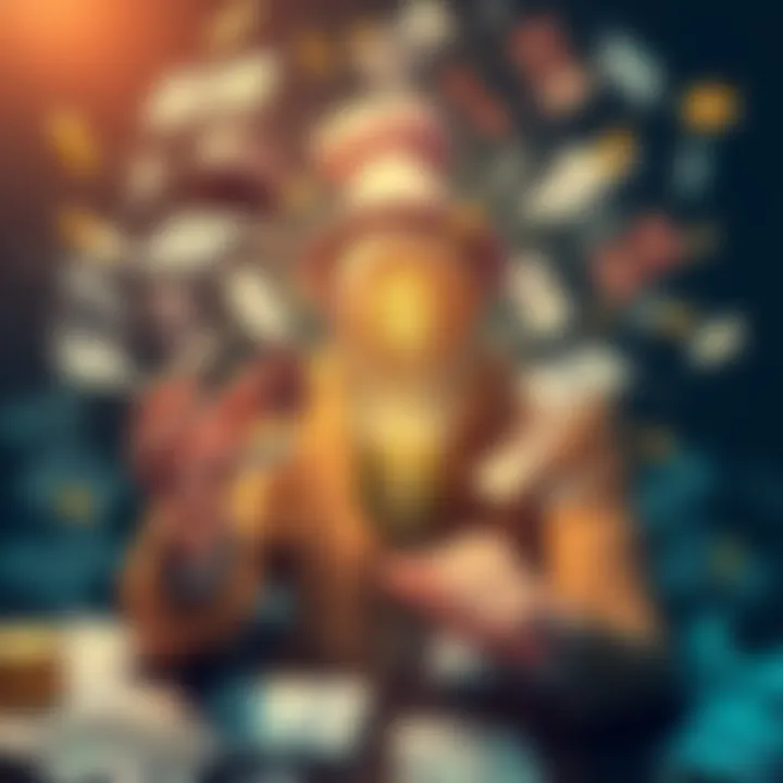 A person brainstorming creative strategies to turn a small investment into a larger profit, surrounded by notes and dollar bills.