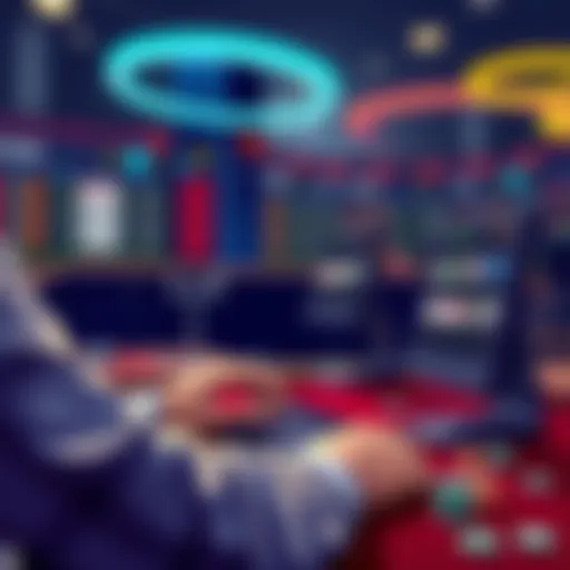 An illustration showing a player reviewing gambling odds and results on an online platform, symbolizing trust and transparency in online gambling.