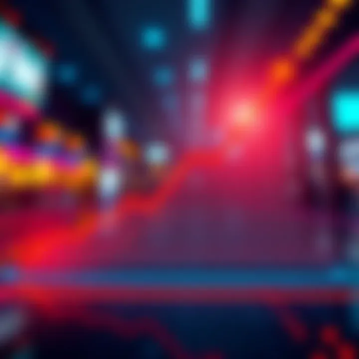 Graph showing trends and changes since the interruption with upward and downward arrows