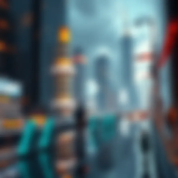 A futuristic city skyline with people interacting with advanced technology, illustrating society's trends for 2026.