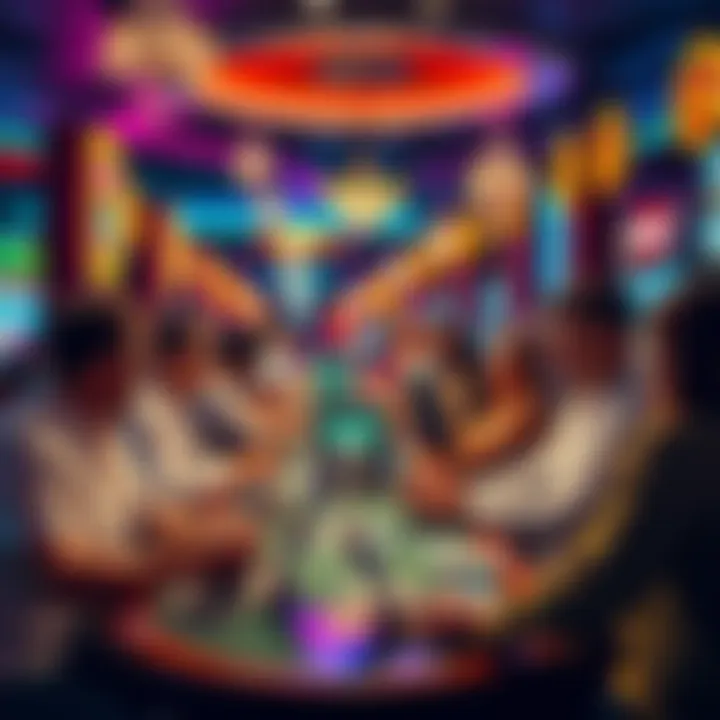 A vibrant casino scene showing people enjoying various modern gambling activities with advanced technology in 2026.