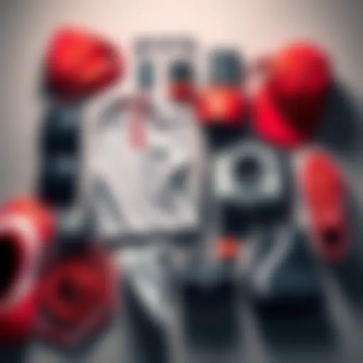 A collection of stylish sports accessories and fashionable items displayed in a trendy layout
