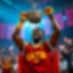 Trey Murphy III celebrating his title as King of the Court with fans cheering and banners in the background