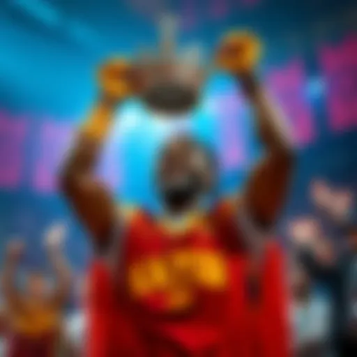 Trey Murphy III celebrating his title as King of the Court with fans cheering and banners in the background