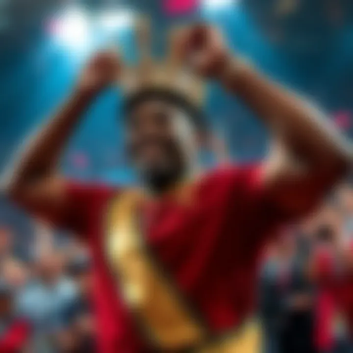 Trey Murphy III celebrating after winning King of the Court title with fans in the background