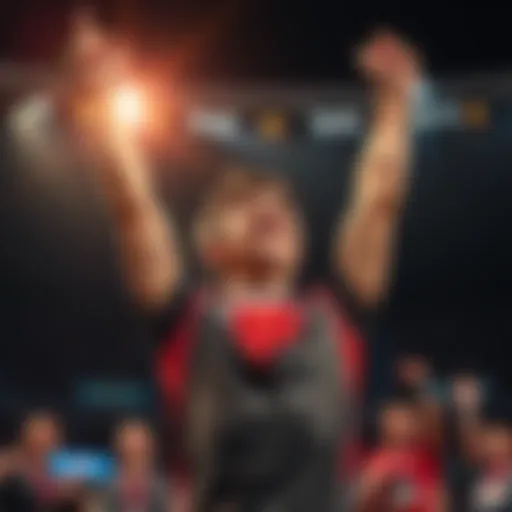 A person celebrating a triumphant return, smiling broadly with arms raised in victory, showcasing determination and joy.