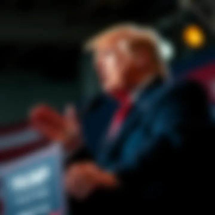 Donald Trump speaking at a podium Donald Trump giving a speech at a political rally in 2026