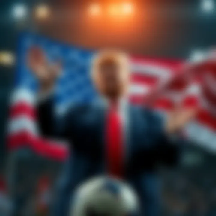 Trump expresses optimism about the USA's chances of winning the World Cup, with a backdrop of the national flag and a soccer ball.
