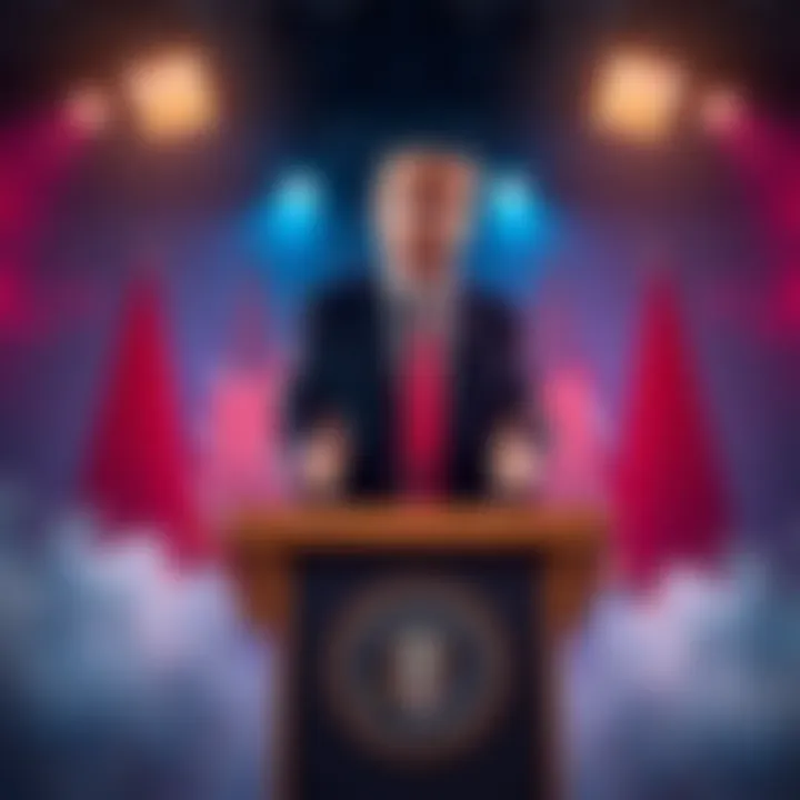 President Trump at a podium discussing new guidelines affecting the economy and society
