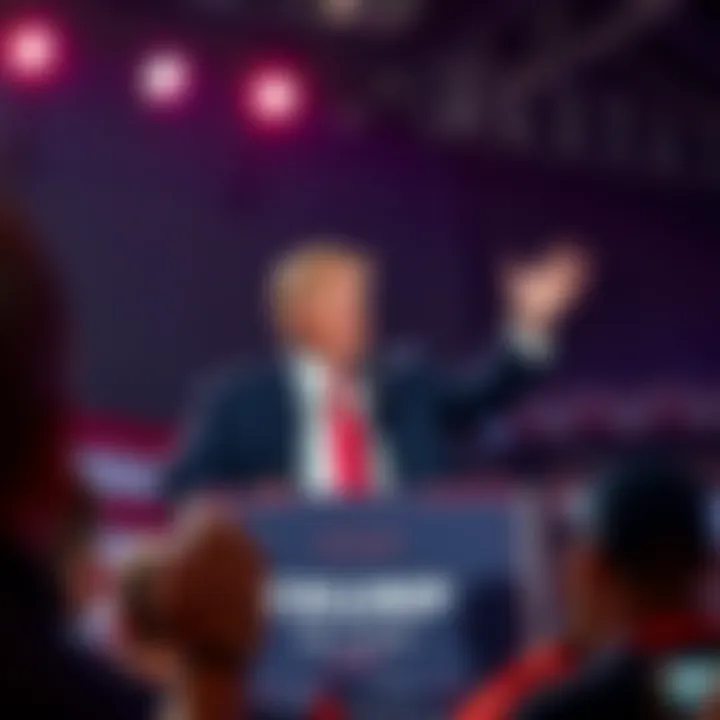 Donald Trump speaks powerfully at a rally, signifying his return to politics.