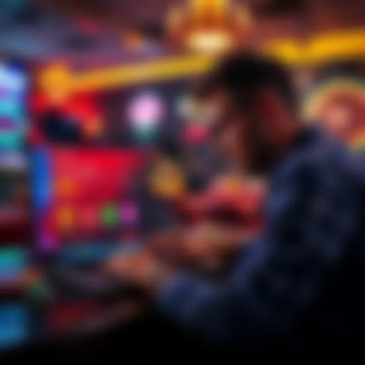 A player examining an online casino website on a laptop, focusing on licensing information and payout options.
