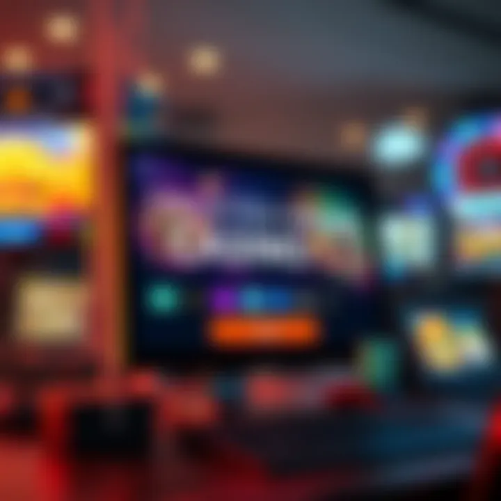 A computer screen displaying a vibrant online casino interface with games and a sign-up button