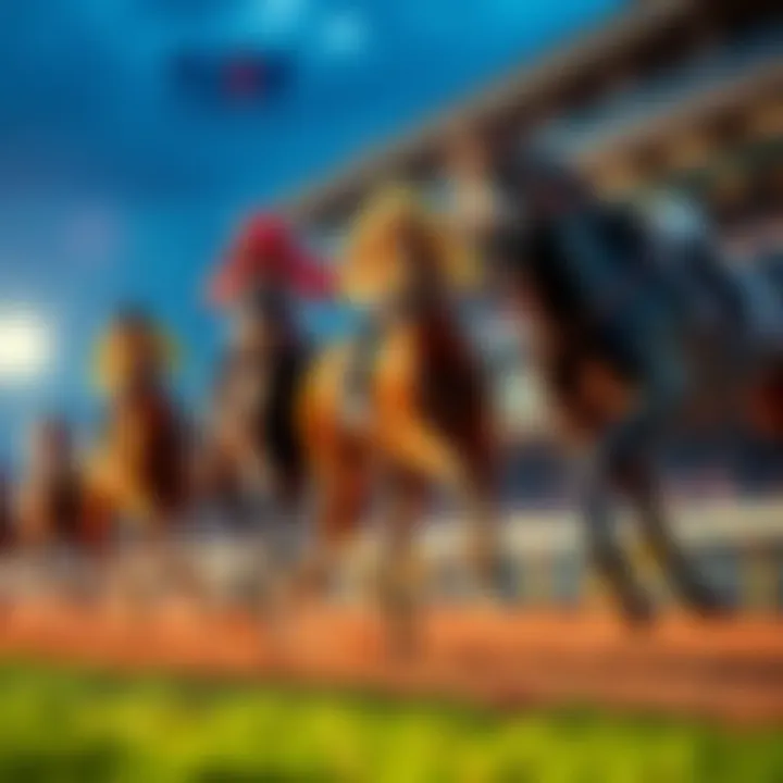 Exciting horse races at Turf Paradise in Phoenix, showcasing jockeys and horses in action.