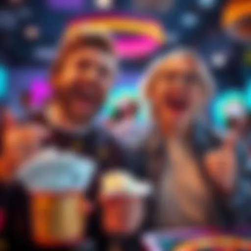 Two people happily celebrating their wins of 400 dollars each in a game, showing excitement and surprise.