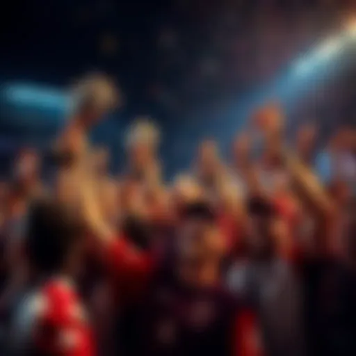 Two consecutive wins A celebration scene showing people cheering and holding trophies in excitement after two consecutive wins.