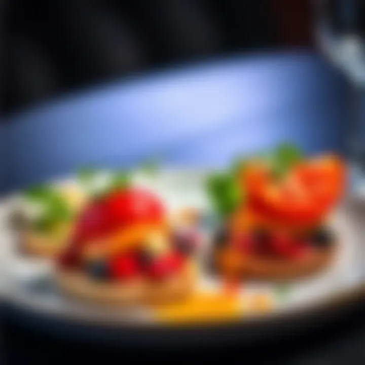 Two vibrant starters on a plate, showcasing fresh ingredients and appealing colors, ideal for parties and gatherings.