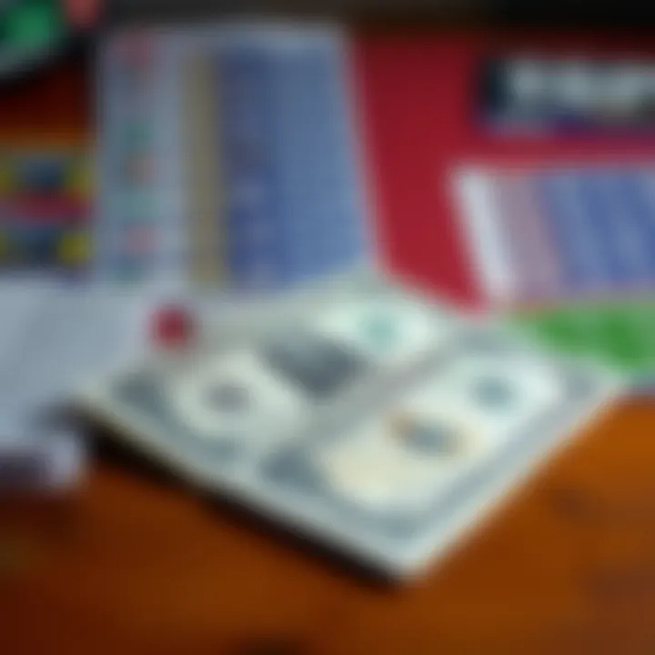 A close-up view of two dollar betting slips laid on a table with sports game schedules in the background.