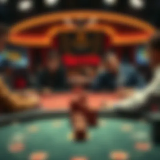 A tense poker tournament scene showing two tables with players focused on their cards and chips, highlighting a moment of controversy with a dealer involved.