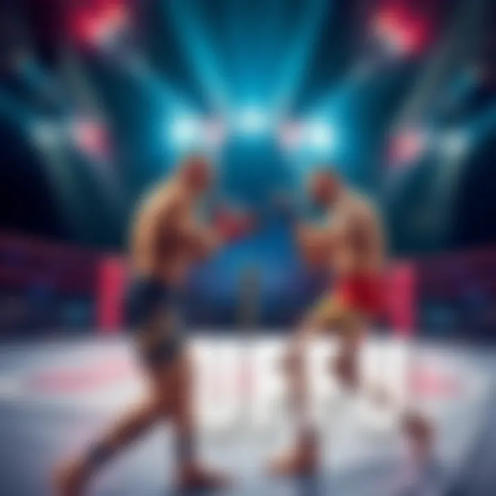 A dynamic fight scene featuring two fighters in the octagon during UFC Baku, showcasing their athleticism and intensity.