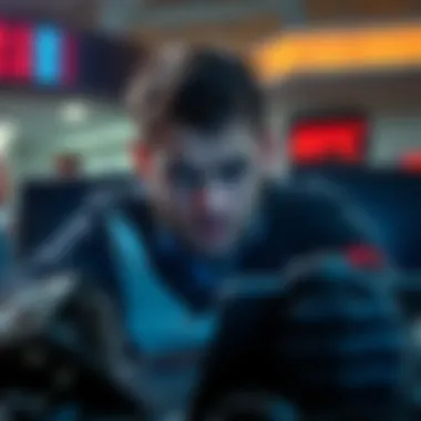 A person looking worried while checking their betting slips about UFC matches, surrounded by empty wallets and a laptop showing disappointing results.