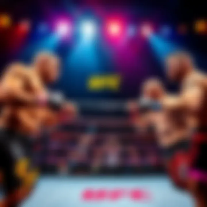 Fighters in the octagon during UFC Fight Night showcasing intense action and competition