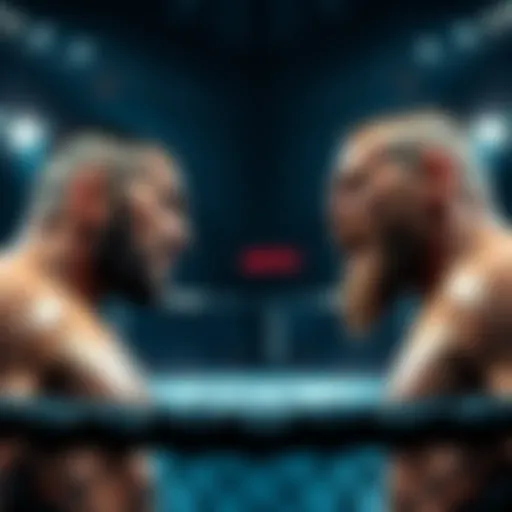 Fighters Gamrot and Salkilld face off in a UFC octagon, showcasing their competitive spirit before the match.