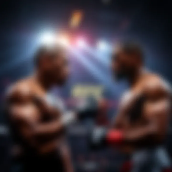 Two fighters preparing for their match at UFC Fight Night, showcasing Bonfim and Brown in an intense competition setting.