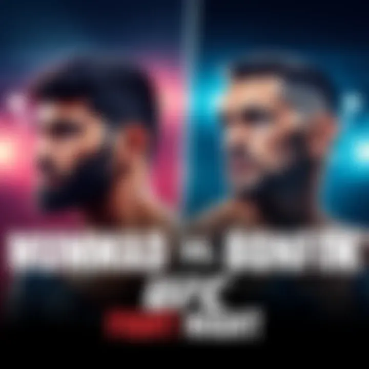 Fight preview image featuring fighters Belal Muhammad and Gabriel Bonfim promoting their match at UFC Fight Night in Las Vegas.