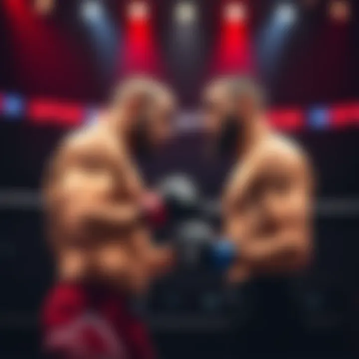 Fighters Nurmagomedov and Song in the octagon during UFC Fight Night