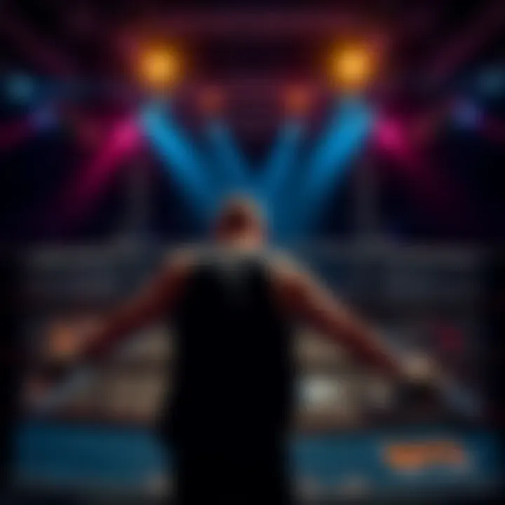 A fighter in a UFC octagon preparing for a match after a tough WNBA night.