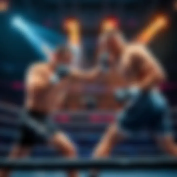 Two UFC fighters competing in an intense match inside the octagon, showcasing their skills and determination.