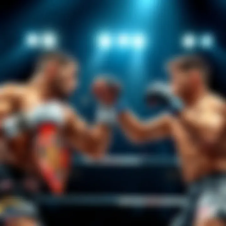 Two UFC fighters competing in the octagon during UFC 326 event.