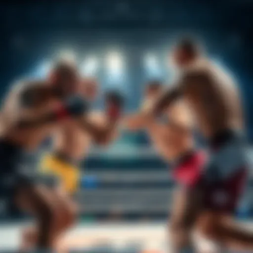 Fighters Magomedov, Leal, Yan, and Blackshear sparring in the octagon