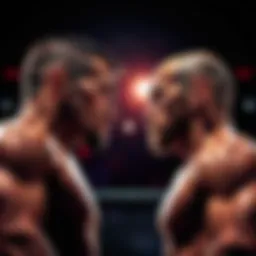 Two UFC fighters facing off in an intense stare-down before the match