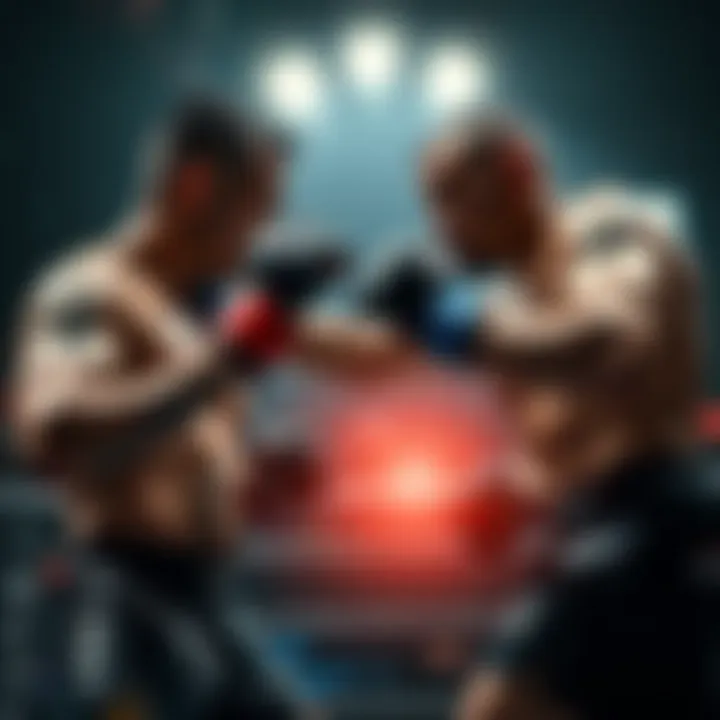 Two UFC fighters competing in the octagon during a match in Mexico, showcasing their skills and intensity.