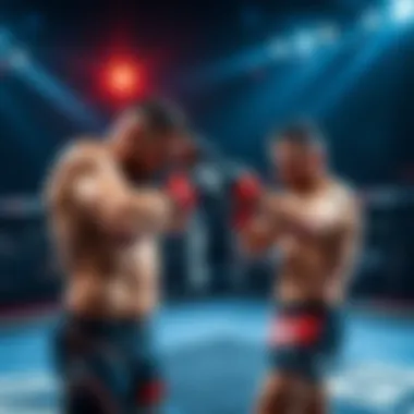 UFC fighters preparing for a match Two UFC fighters warming up in the ring before their match