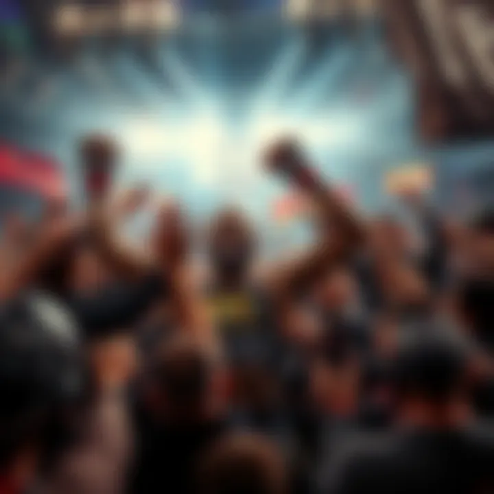 UFC Freedom 250 Celebration Fighter celebrating a major victory at UFC Freedom 250, surrounded by fans and teammates