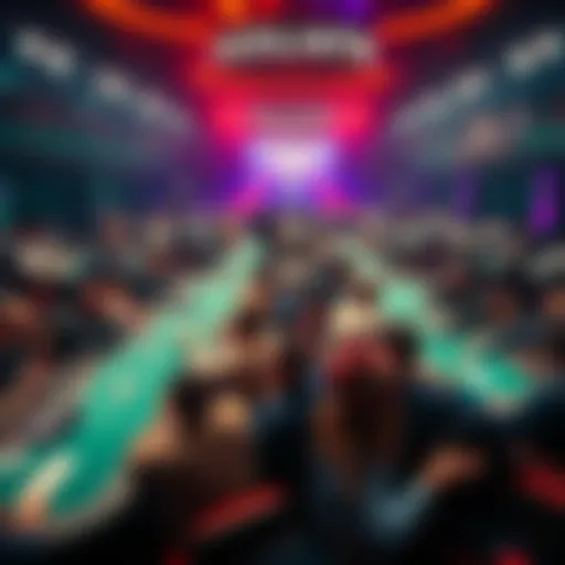 A crowded poker tournament showcasing thousands of players at tables, representing the largest event outside Las Vegas.