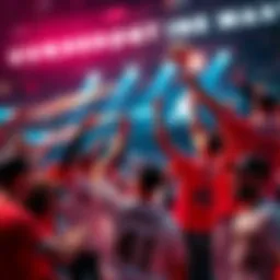 A celebration scene of a sports team winning, showcasing happy fans and players. The atmosphere highlights the excitement around underdog victories in MLB and NBA.